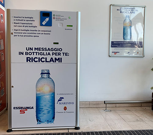 Risultati dell’installazione del primo Eco-compattatore di bottiglie in plastica a Camaiore